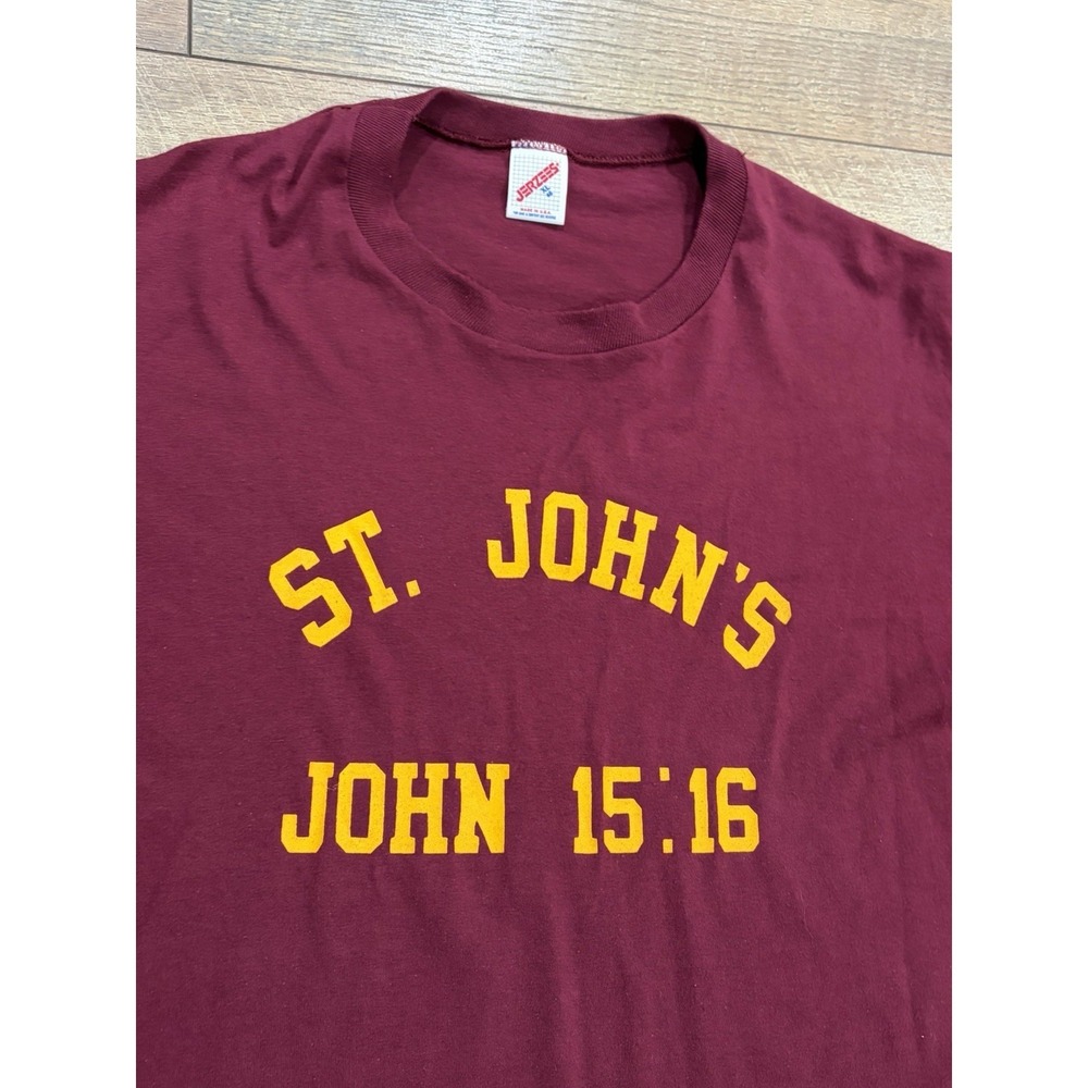 Vintage 90s‎ St. John's University John 15:16 Religious Jesus Tee XL Maroon USA - Picture 3 of 7